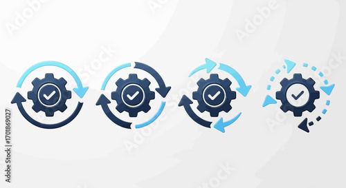 A Series of Workflow Automation Icons Showcasing Continuous Improvement and Operational Efficiency Through Cyclic Processes