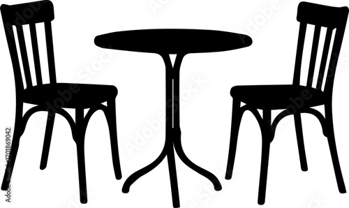 Vintage Café Table and Chairs Silhouette Icon