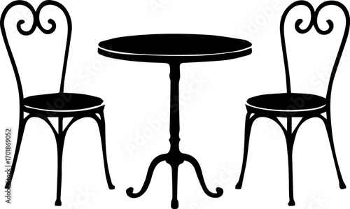 Vintage Café Table and Chairs Silhouette Icon