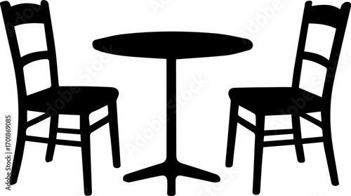 Vintage Café Table and Chairs Silhouette Icon