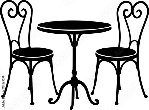 Vintage Café Table and Chairs Silhouette Icon
