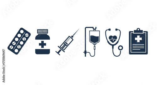 Essential Medical Supplies and Equipment Representing Healthcare Services and Pharmaceutical Care
