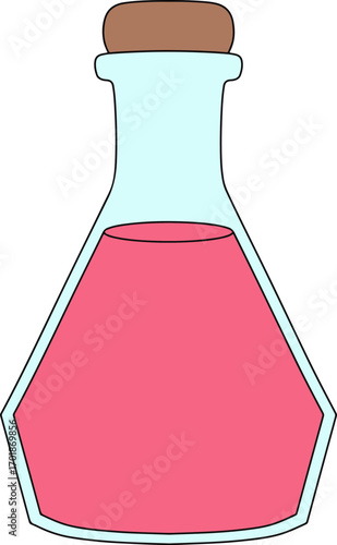 vector illustration of a glass bottle with a drop