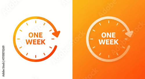 Illustrating a One Week Timeline with a Clock and Arrow Symbol Representing Time Passing Swiftly