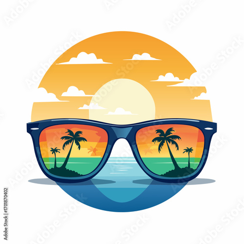 Sunset Beach Reflection In Sunglasses