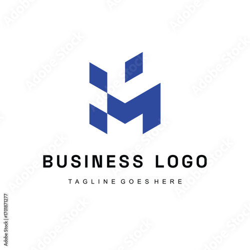 Abstract blue letter M logo for business identity