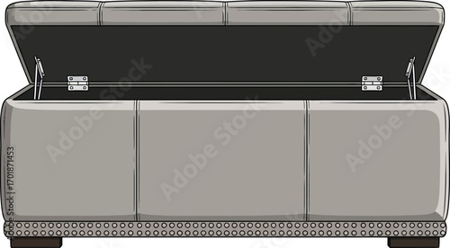 Open Storage Ottoman, Upholstered Bench