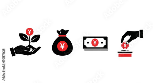 Financial Growth Investment Opportunities and Economic Development Symbols Illustrating Savings and Earnings