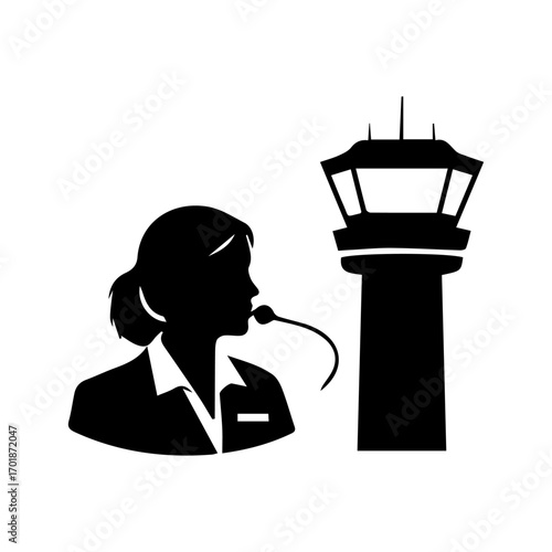 Air Traffic Controller silhouette AI Generated 