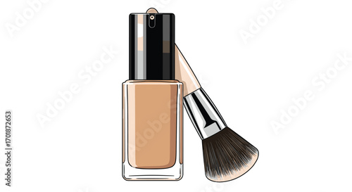 Get flawless skin with this foundation and brush duo perfect for a vibrant makeup routine and achieving a professional polished look every day, Generative AI.