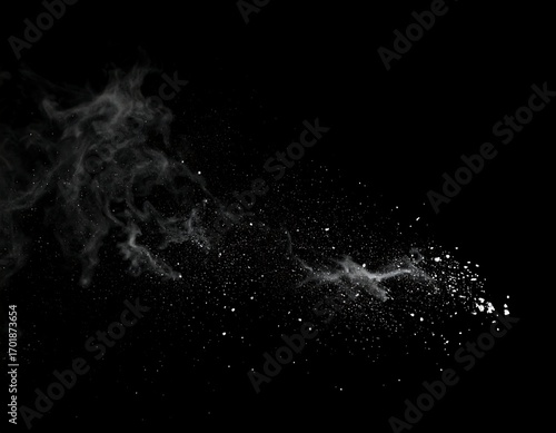 Abstract smoke and particles on black background