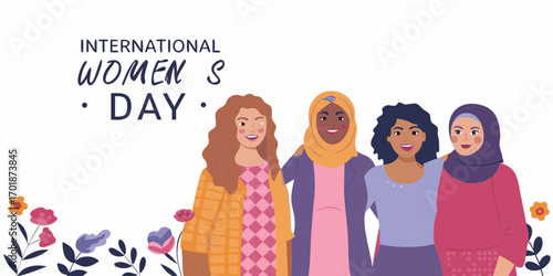 International womens day illustration celebrating diversity and unity among women of different ethnicities and cultures