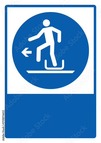 mandatory safety signs_alighting from toboggan to the left your custom message here portrait size a4/a3/a2/a1 v2	  