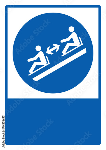 mandatory safety signs_keep distance between toboggans your custom message here portrait size a4/a3/a2/a1 v2	  