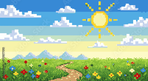 Pixelated Summer Daydream Landscape