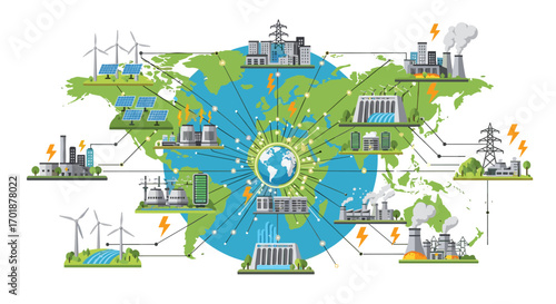 Global energy solutions connecting our world with sustainable power generation from solar wind hydro and responsible industry practices for a cleaner future, Generative AI.