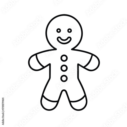 Gingerbread man Christmas cookie on white background