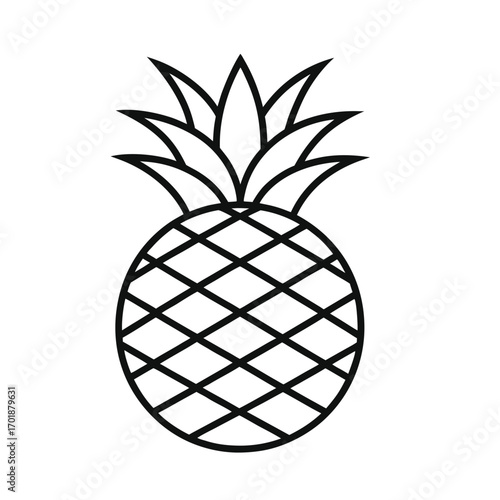 Fresh tropical pineapple vector illustration on white background