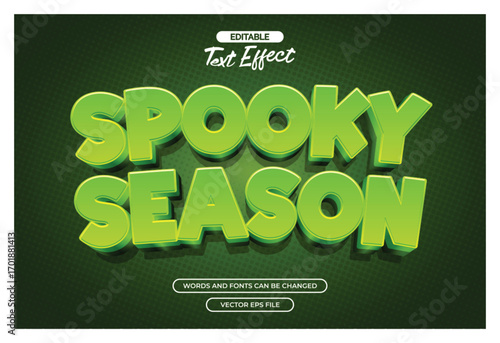 Spooky season editable text effect with 3d green text style