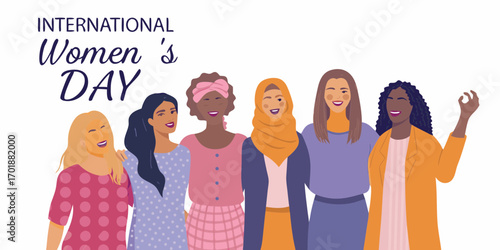 Diverse group of women celebrating international womens day with joy and unity
