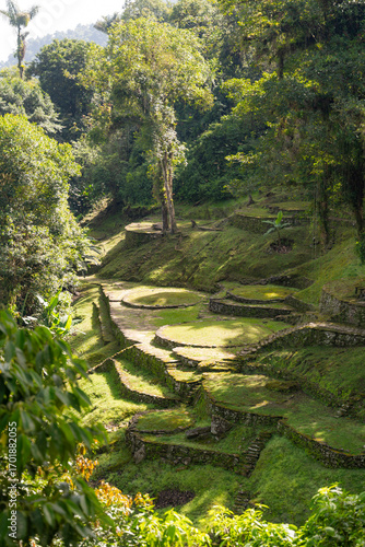 Ancient terraces of Ciudad Perdida in Colombia