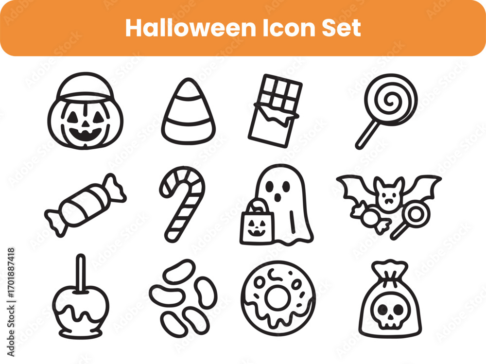 Fototapeta premium HEditable Graveyard and Tombstone Icon Set – Spooky Halloween Sheet