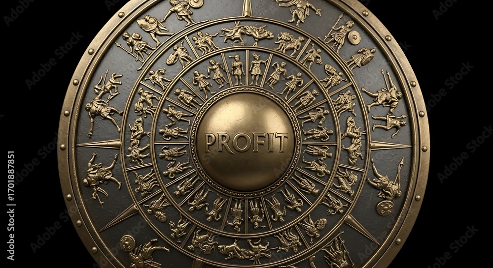 Naklejka premium The Shield of Profit A Symbolic Representation of Wealth and Success, Business Concept