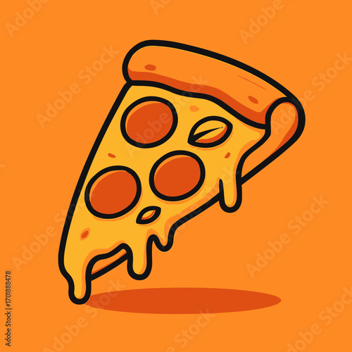 vector illustration of a slice of pepperoni pizza