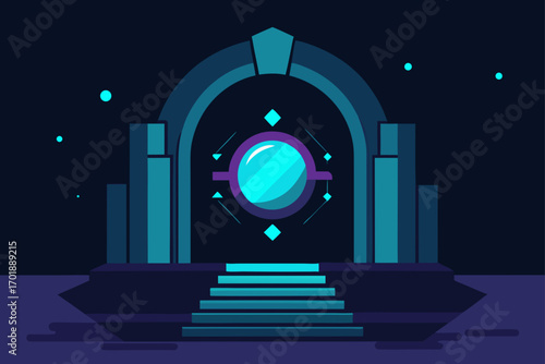 AI Futuristic Portal Glowing In Dark Void