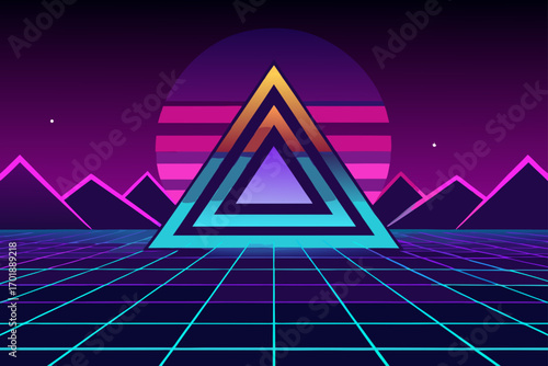 AI Futuristic Background With Neon Geometry
