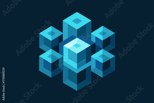 AI Generated 3D Fractal Cubes Glowing