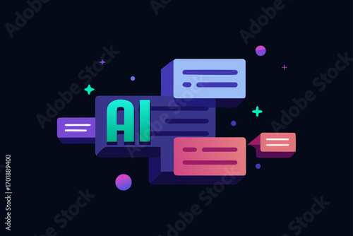 AI Holographic Interface With Floating Texts