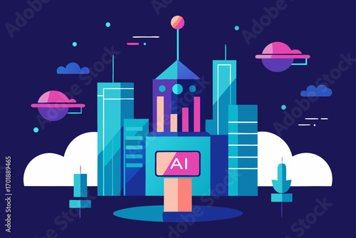 AI Powered Future City With Hologram Ads