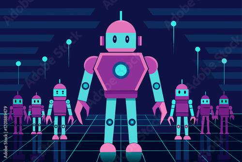 AI Powered Robot Army Hologram Grid