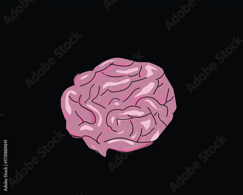 human brain with pink color illustration