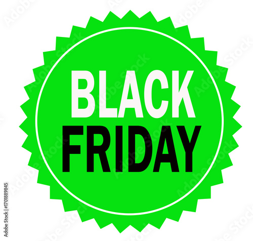 black Friday sale green round sticker sale icon label on white background