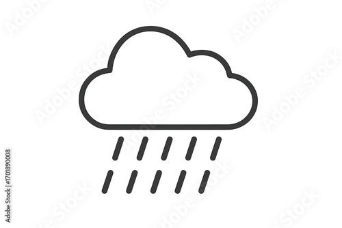 Rain cloud line icon. Minimalist weather symbol for web and graphic design. Vector illustration for forecast apps and banners. Simple precipitation graphic outline symbol.