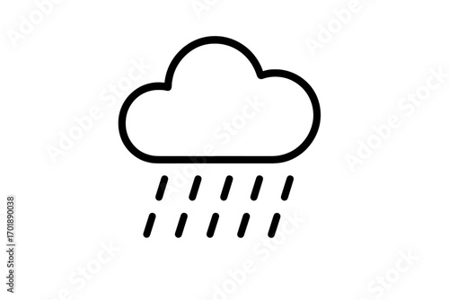 Rain cloud weather icon. Minimalistic linear pictogram for web and graphic design. Simple outline vector illustration. Symbol for forecast, shower, drizzle, and storm.