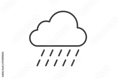 Rain cloud icon vector. Simple line art symbol for weather forecast. Minimalist outline pictogram for web, app, UI, UX design. Rainy concept illustration. Storm, rainfall, drizzle.
