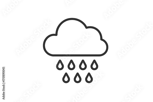 Rain cloud icon. Weather symbol. Minimalistic linear pictogram. Raining, rainfall, precipitation, downpour concept. Meteorology forecast sign. Simple vector outline illustration.