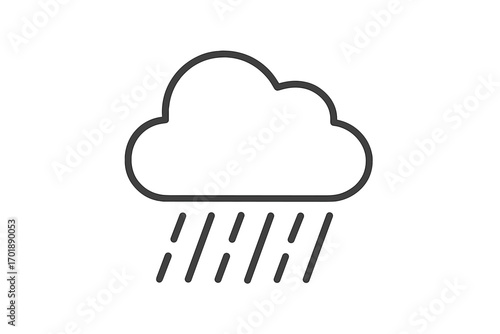 Rain cloud line icon. Weather forecast symbol. Simple minimal outline vector for web and mobile app design. Meteorology concept graphic. Rainy day, storm, sad weather pictogram.