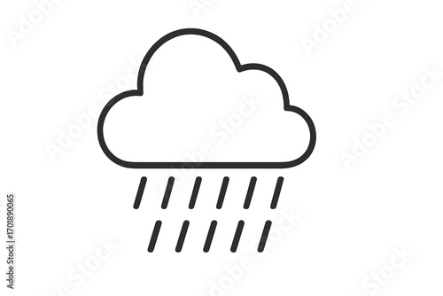Rain icon weather symbol. Cloud with rain outline sign. Minimalist pictogram for web design, app, ui, ux. Weather forecast concept. Rainy day, downpour, storm. Vector.