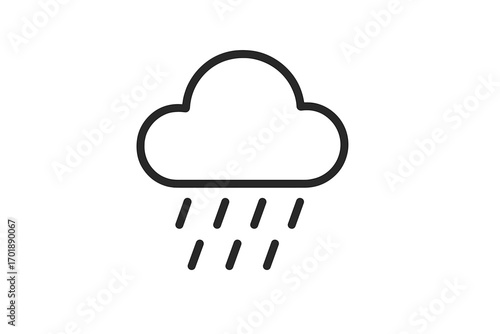 Rain cloud weather line icon. Minimalist pictogram for meteorology forecast. Simple linear vector symbol for web design, mobile app, UI UX, graphic design, social media.