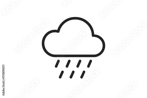 Rain cloud icon. Weather forecast symbol. Minimalistic linear pictogram for web and graphic design. Rainy season, storm concept. Simple outline vector illustration for app.