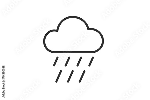 Rain cloud outline icon. Simple weather forecast symbol for a rainy day. Minimal linear pictogram for web and app design. Vector illustration isolated on transparent background.