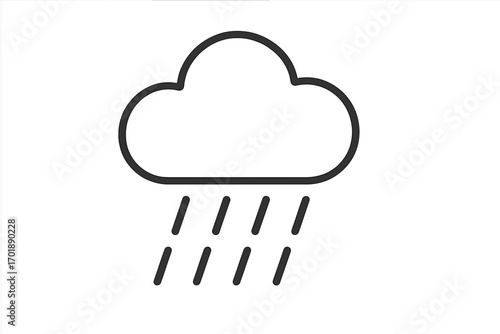 Rain cloud line icon vector illustration. Simple weather forecast symbol. Drizzle, shower, and downpour graphic for web design, apps. Minimalist outline precipitation.