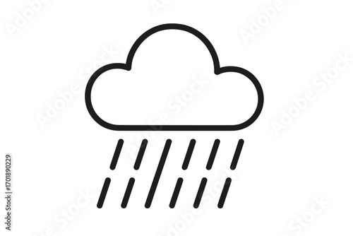 Rain cloud outline icon. Simple weather symbol for forecast. Meteorology concept. Downpour, shower, storm, rainfall pictogram. Linear vector graphic for web, app, ui, ux design.
