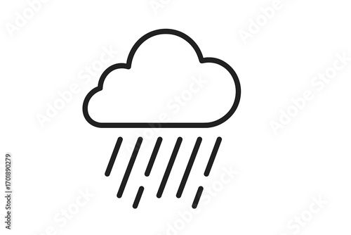 Rain cloud weather icon. Rainy forecast symbol. Outline linear graphic element. Simple flat design for web, app, ui, ux. Minimal vector illustration. Heavy rain, storm, downpour.