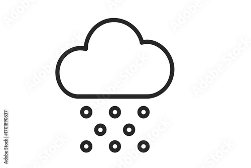 Snowing cloud line icon vector illustration. Weather forecast symbol for winter season, cold climate, snowfall, blizzard. Hail storm, sleet, snow pellet concept. Minimalist pictogram.