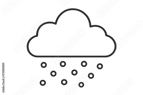 Snow cloud outline icon for weather forecast. Simple vector illustration of snowfall. Winter season graphic symbol for web design, apps. Hail storm, blizzard pictogram.